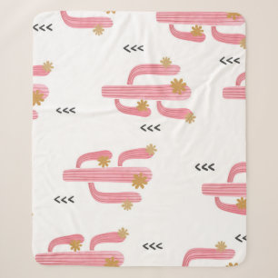 Vintag rosa Kaktus Wasserfarbmuster Sherpadecke