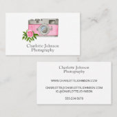 Vintag-rosa-Kamera-Aquarell-Visitenkarte Visitenkarte (Vorne/Hinten)