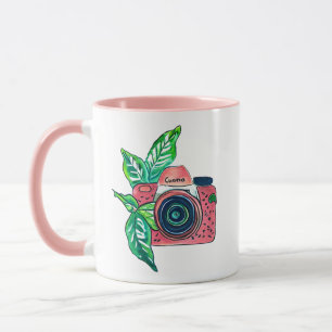 Vintag rosa Kamera lächeln Tasse