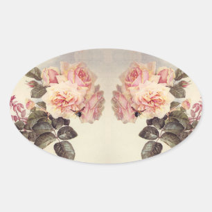 Vintag rosa Kohl Rose Blume Stickers