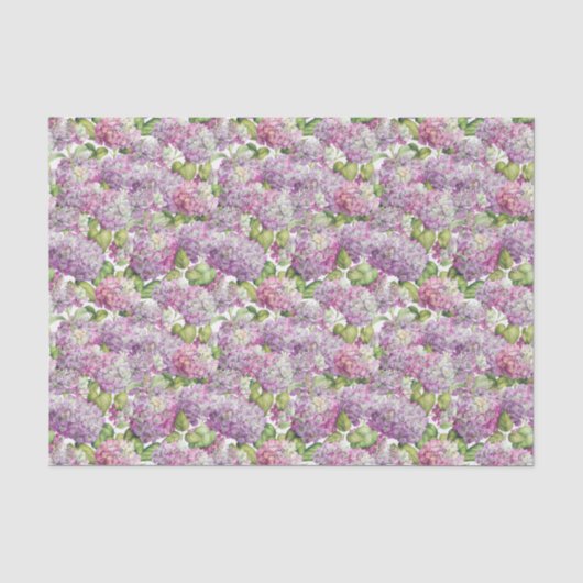 Vintag rosa Lavendel Hydrangea Blumenmuster Seidenpapier (Vorderseite)