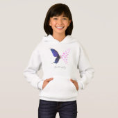 Vintag Rosa Lila Schmetterlingsblume Blume Hoodie (Vorne ganz)