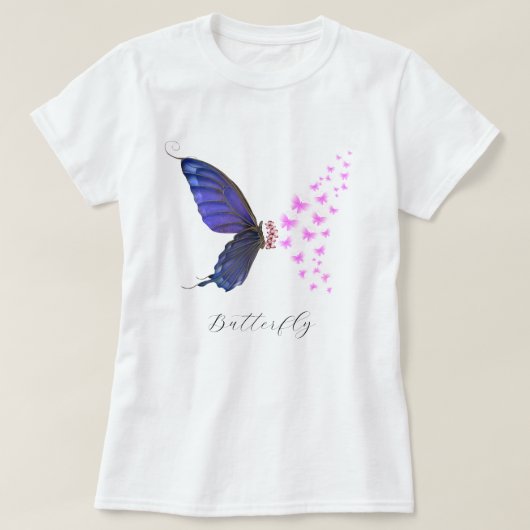 Vintag Rosa Lila Schmetterlingsblume Blume T-Shirt (Design vorne)