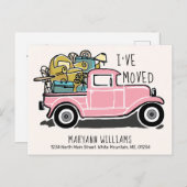 Vintag rosa LKW-Bewegung Ankündigungspostkarte (Vorne/Hinten)