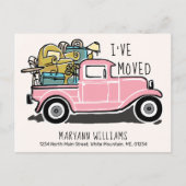 Vintag rosa LKW-Bewegung Ankündigungspostkarte (Vorderseite)