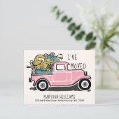 Vintag rosa LKW-Bewegung Ankündigungspostkarte (Stehend Vorderseite)