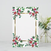 Vintag-rosa-magenta-Aquarellfarben-Rose Briefpapier (Stehend Vorderseite)