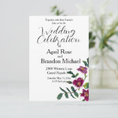 Vintag-rosa-magenta-Aquarellfarben-Rose Einladung (Stehend Vorderseite)