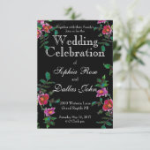 Vintag-rosa-magenta-Aquarellfarben-Rose Einladung (Stehend Vorderseite)