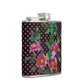 Vintag-rosa-magenta-Aquarellfarben-Rose Flachmann (Rechts)