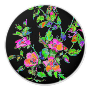 Vintag-rosa-magenta-Aquarellfarben-Rose Keramikknauf