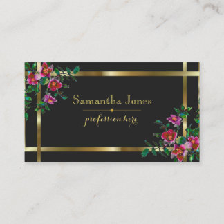 Vintag-rosa-magenta-Aquarellfarben-Rose Visitenkarte