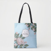 Vintag rosa Monogramm Name Floral Tasche (Vorderseite)