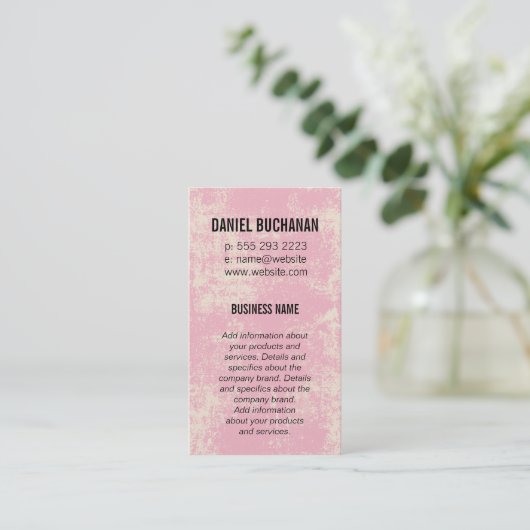 Vintag rosa Monogramm Visitenkarte (Stehend Vorderseite)