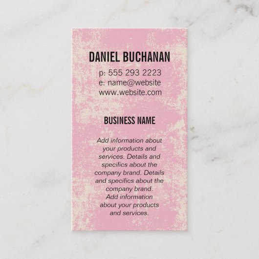 Vintag rosa Monogramm Visitenkarte (Vorderseite)