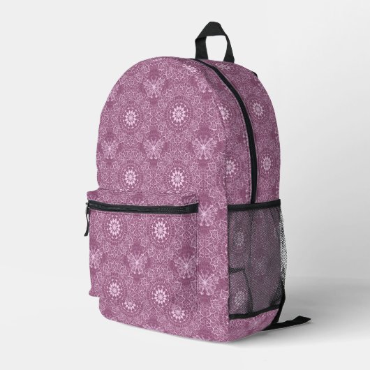 Vintag rosa Muster Bedruckter Rucksack (Rückseitige Ecke Rechts)