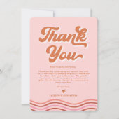 Vintag rosa Orange Retro Hochzeit Dankeschön Karte (Vorderseite)