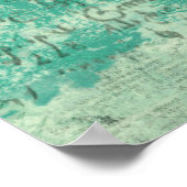 Vintag Rosa Owl Türkis Art Poster (Ecke)