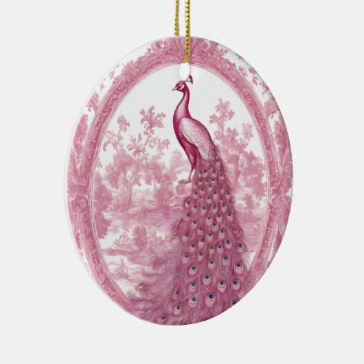 Vintag-rosa Pfau Keramik Ornament (Rechts)