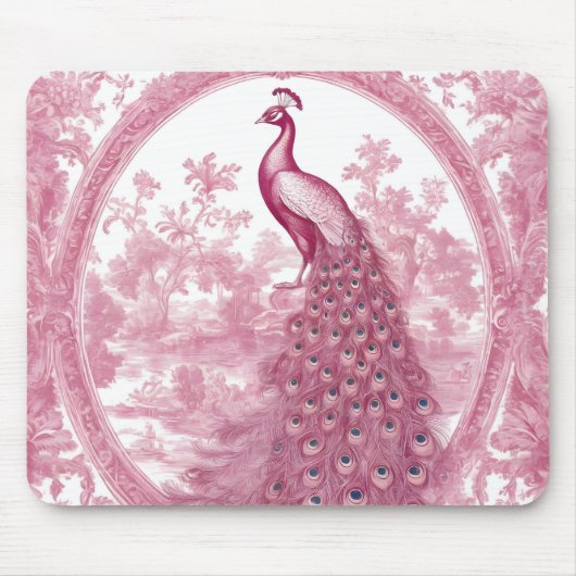 Vintag-rosa Pfau Mousepad (Vorne)