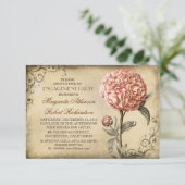 Vintag-rosa-pingelige rustikale Verlobungsparty Einladung (Stehend Vorderseite)