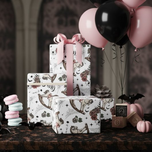 Vintag Rosa Rockpferd Gothic Geschenkpapier