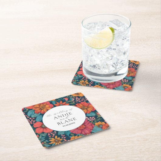 Vintag-rosa-romantische Hochzeit Rechteckiger Pappuntersetzer (Vor Ort)