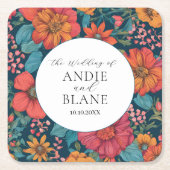 Vintag-rosa-romantische Hochzeit Rechteckiger Pappuntersetzer (Vorderseite)