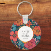 Vintag-rosa-romantische Hochzeit Schlüsselanhänger (Vorderseite)