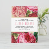 Vintag-rosa-rosa-Blume Einladung (Stehend Vorderseite)