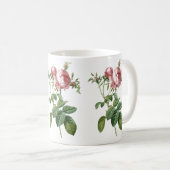 Vintag rosa rosa botanische Abbildung, Redoute Kaffeetasse (VorderseiteRechts)