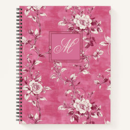 Vintag rosa Rosa Floral Monogramm Notizblock
