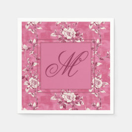 Vintag rosa Rosa Floral Monogramm Serviette