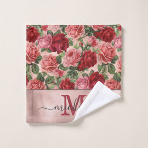 Vintag Rosa Rosa Rosa Rosa Rosa Rosa Mit Monogramm Waschlappen