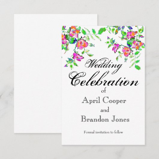 Vintag rosa Rosa Save The Date (Vorne/Hinten)