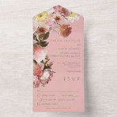 Vintag rosa Rose Abendessen All In One Einladung (Innen Boden)