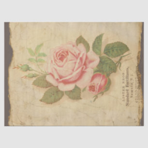 Vintag rosa Rose auf enttäuschtem Dekoupage Seidenpapier