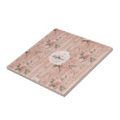 Vintag rosa Rose auf gestricheltem rosa Hintergrun Fliese (Seite)