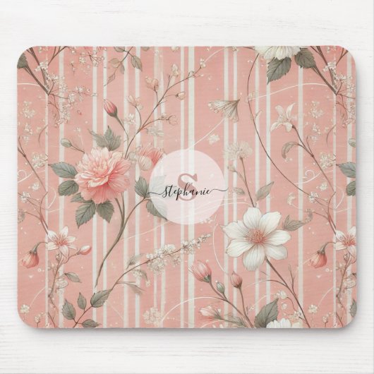 Vintag rosa Rose auf gestricheltem rosa Hintergrun Mousepad (Vorne)