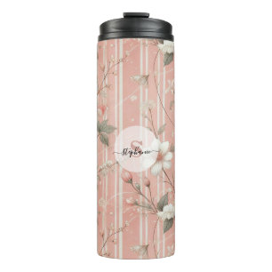 Vintag rosa Rose auf gestricheltem rosa Hintergrun Thermosbecher