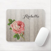 Vintag rosa Rose aus rustikalem, wetterfestem Holz Mousepad (Mit Mouse)