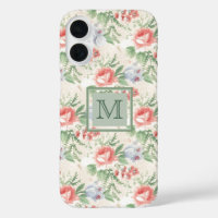 Vintag rosa Rose Blume Muster Monogramm