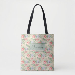 Vintag rosa Rose Blume Muster Personalisiert Tasche