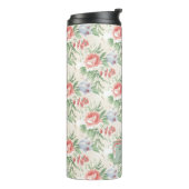 Vintag rosa Rose Blume Muster Personalisiert Thermosbecher (Nach links gedreht)