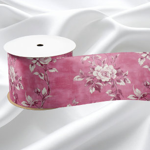 Vintag Rosa Rose Blumenstrauß Chinoiserie Satinband