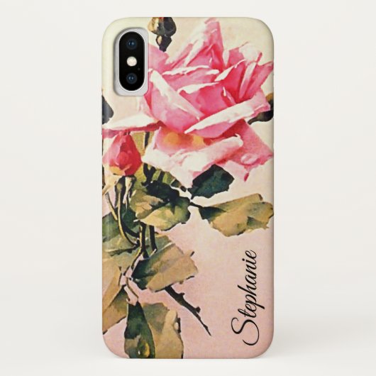 Vintag Rosa Rose Case-Mate iPhone Hülle (Rückseite)
