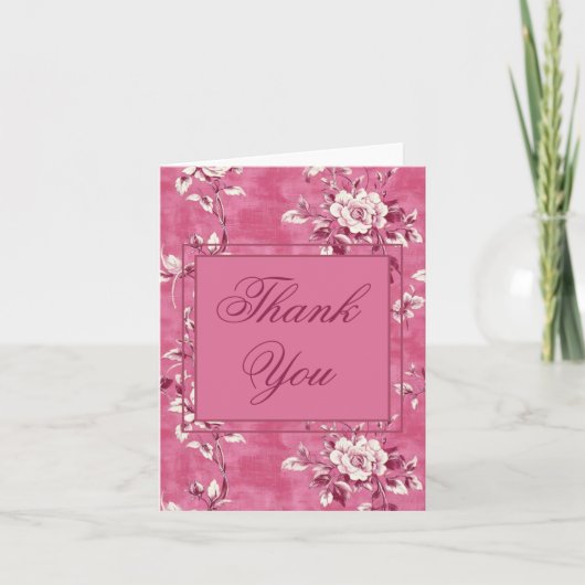 Vintag Rosa Rose Floral Vielen Dank Dankeskarte (Vorderseite)