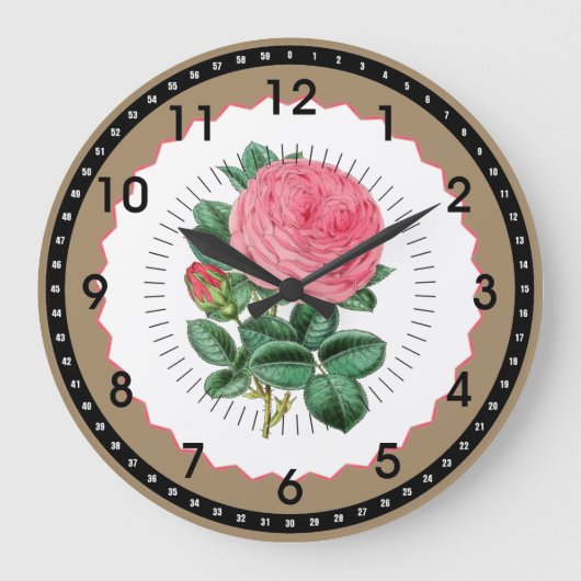 Vintag Rosa Rose Große Wanduhr (Vorderseite)