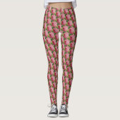 Vintag rosa Rose Minimalistisches Blumengrün Leggings (Vorderseite)