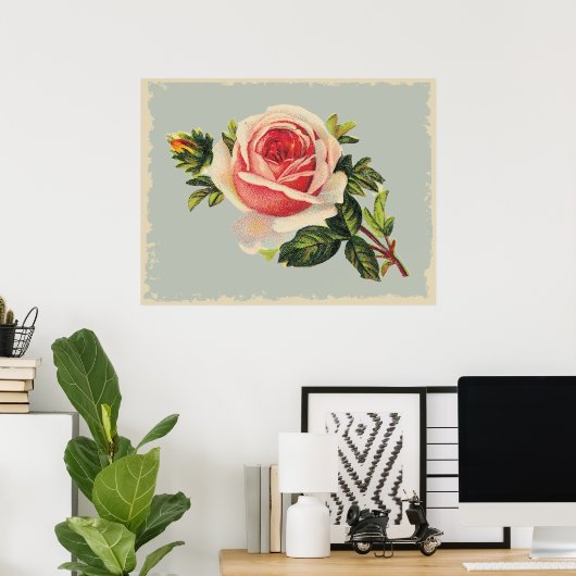 Vintag Rosa Rose Poster (Heimbüro)